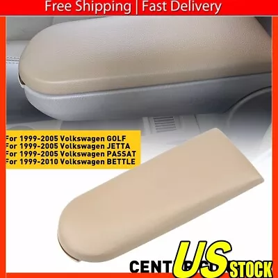 Beige PU Leather Center Console Armrest Cover Lid For VW Golf Jetta MK4 Beetle • $16.19