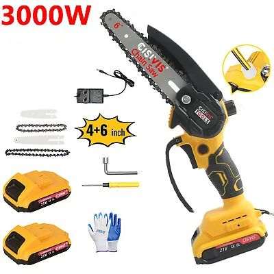 4/6''  Electric Cordless Mini Chainsaw Saw Wood Working Cutter W/ Oiling System • £24.99