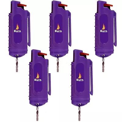 5 PACK BURN Pepper Spray 1/2oz Keychain Unit Safety Lock Self Defense Security • $15.95