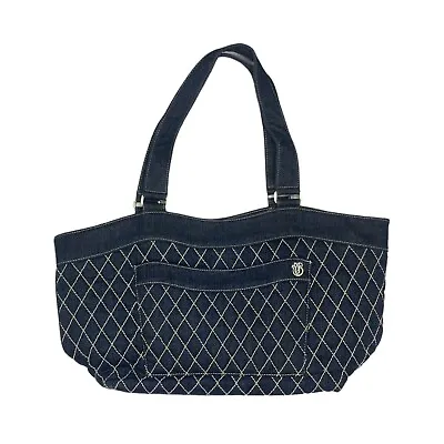 Vera Bradley Quilted Denim Tote Shoulder Bag Dark Wash Handbag Y2K 2000's Style • $34.99