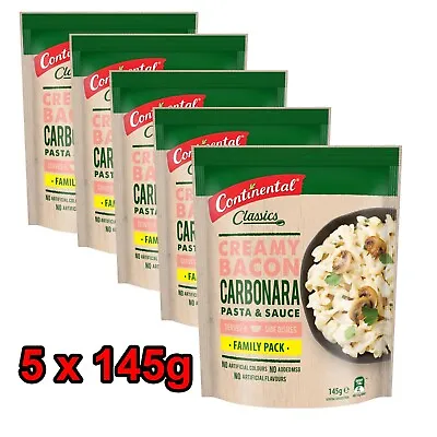 Continental Classic Creamy Bacon Carbonara Pasta & Sauce 5 X 145g Family Pack • $29.99