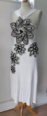 Mint Velvet Size 12 Crochet Flower Midi Dress White New Occasion • £64.99