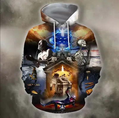 ALL OVER PRINT THIRD DEGREE MASONIC TRACING BOARD 3D HOODIE Mother Day Gift • $26.58