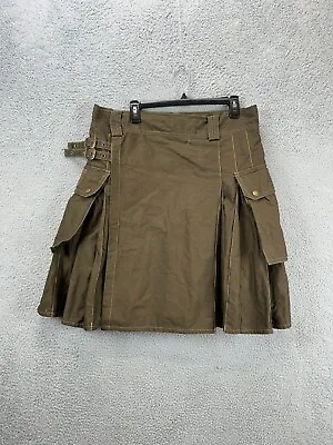 Darm Near Kilt Em Skirt Men Medium-Large Brown Pleated Cargo Utility 100% Cotton • $52.25