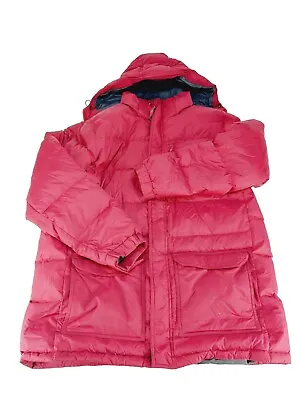 LL Bean Mens Goose Down Hooded Parka Puffer Quilted Jacket XL Regular Red • $48