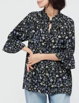 Uniqlo X Paul & Joe Floral Blouse With Frill Sleeves And Ribbon Neck Tie - Small • $18