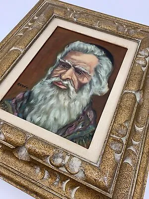 Original Oil Painting Jew Rabbi 17  X 20  Framed Hand Carved Vintage Signed 1030 • $169