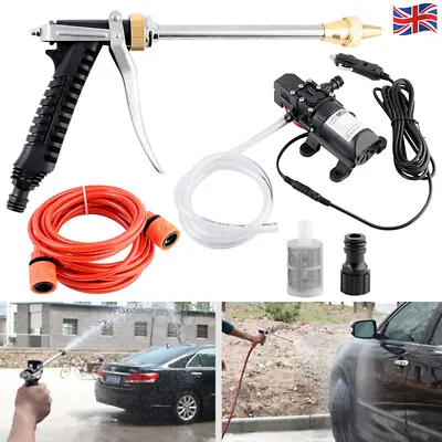 12V Portable High Pressure Car Washer Water Pump + Water Spray Gun + Hose Kit UK • £19.99