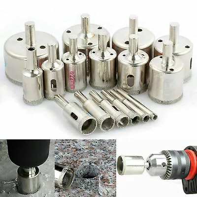 £10.95 • Buy 16Pcs Diamond Holesaw Set Holes Saw Drill Bit Glass Marble Ceramic Cutter Tile