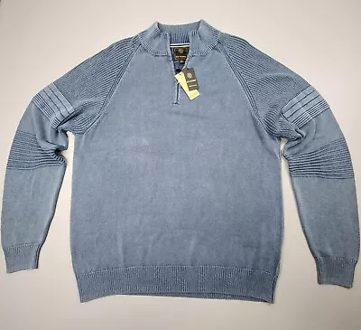 F/X Fusion Sandwash Knit Sweater Indigo Blue 100% Cotton Stretch Men's Size XL • $26.77