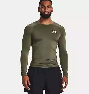 Under Armour Mens HeatGear® Long Sleeve Compression Base Layer Top- Green / S • £24.99