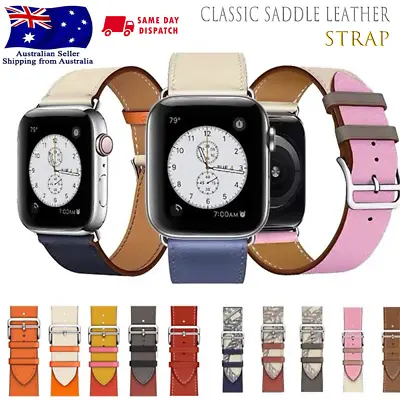 $9.97 • Buy Genuine Leather Strap IWatch Apple Watch Band Series 7 65432SE 38/40/41/42/44/45