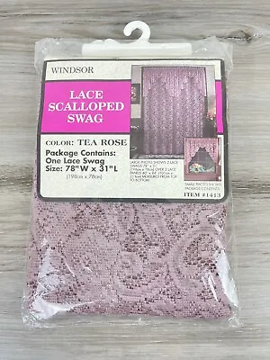 Vintage New! Tea Rose Lace Swag Scalloped Curtain Panel - Windsor 78  W X31 L • $22