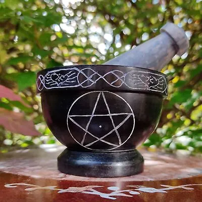 Pentacle Mortar And Pestle  Handmade Soapstone - Absolutely Beautiful 3.5  • $35