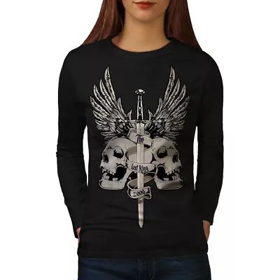 Wellcoda The Last King Death Womens Long Sleeve T-shirt Skull Casual Design • £18.99