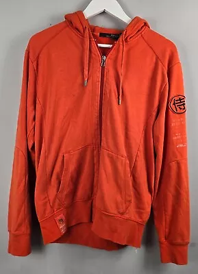 Ralph Lauren RLX Hoodie Mens Medium Orange Cotton Blend Sport Outdoor Full Zip • £29.99