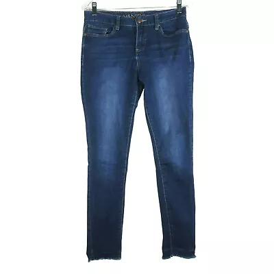 Vanity Women's Raw Hem Skinny Ankle Jeans Size Medium Short Blue Denim 28X28 • $14.53