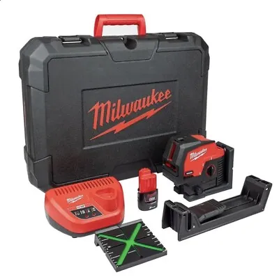 Milwaukee M12 Cllp-301c 12v Green Cross Line Laser Kit With Plumb Points • £349