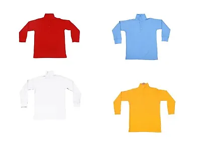 2 PK Boys Girls Kids Unisex Plain Full Sleeve Polo Shirt School Uniform 5-14 Yrs • £8.49