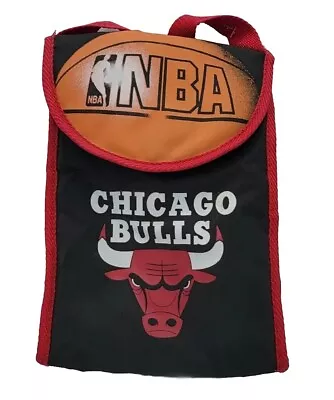 NWT Vintage Chicago Bulls NBA 1990's Insulated Black Lunch Tote Bag Made In USA • $15.99