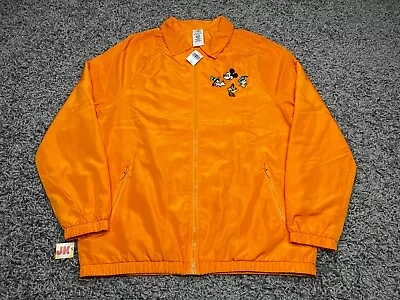 NEW Disney Jacket Medium Orange Mickey Mouse Donald Duck Windbreaker Full Zip • $82.20