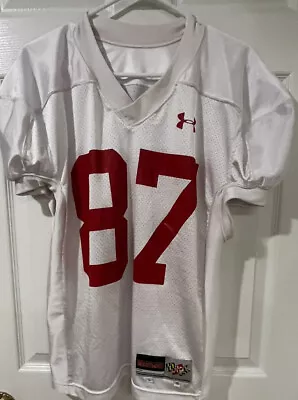 University Of Maryland Practice Football Jersey #87 Under Armour Sz Lg White Red • $26.99