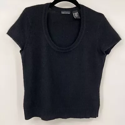 Moda International Crop Sweater Black Short Sleeve Lambs Wool Angora Rabbit Sz M • $20