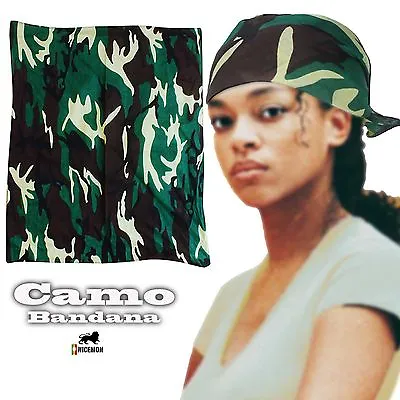 Head Camo Camouflage Jungle Bandanna Rasta Irie Reggae Hippie Army Style 22 X22  • $17.11