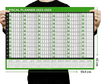 £2.99 • Buy FISCAL 2023 - 2024 A2 Size Full Year Wall Planner Calendar Home Office Work A2 