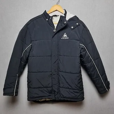 Le Coq Sportif Jacket Boys Youth XL Black Padded Hooded Quilted Full Zip • £16.99
