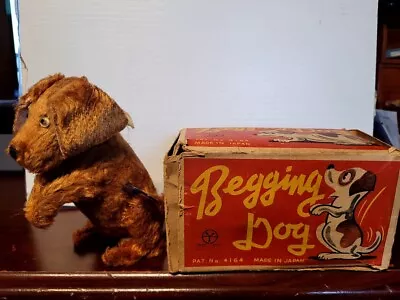 VINTAGE  YONEZAWA WIND UP BEGGING DOG In BOX   Made In Occupied JAPAN • $26.95