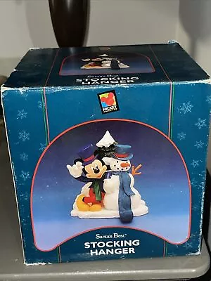 Vintage 1999 Disney Mickey Mouse Christmas Tree Ceramic Stocking Hanger *IN BOX* • $29.99