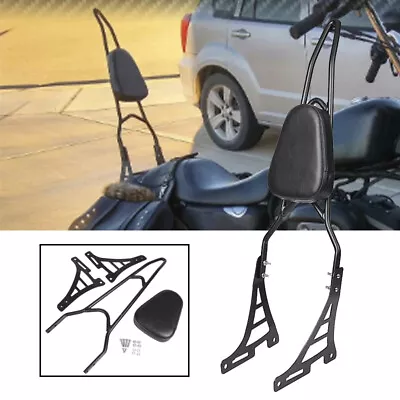 $79.99 • Buy Metal Rear Passenger Backrest Sissy Bar Cushion Pad For Sportster XL 883 1200