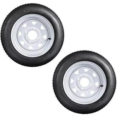 2-Pack Trailer Tire On Rim 4.80-12 12 In. Load C 4 Lug White Spoke Wheel • $109.96