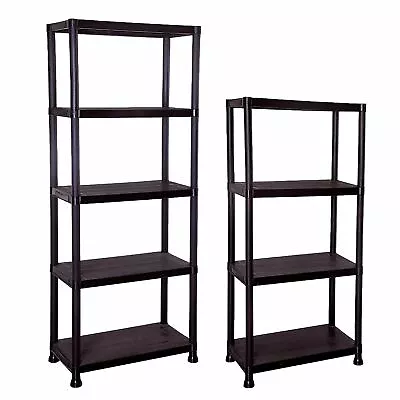 4/5 Tier Plastic Shelving Unit Storage Racking Shelves Garage Warehouse Shed • £24.95