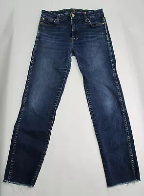 Seven 7 For All Mankind Womens Blue Jeans Ankle Straight 27w X 26.5 Stretch • $14.99