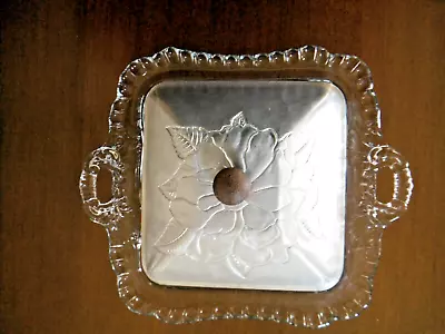 Cambridge Glass 1930's Gadroon Honey Dish W/ Wrought Aluminum Farberware Lid • $27.99