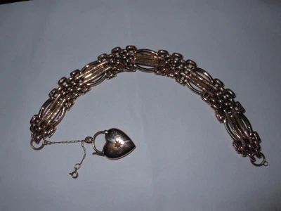 Vintage Gold 4 Bar Fancy Link Gate Bracelet - 9 Carat Rose Gold. • £385