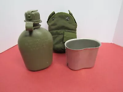 US Military 3 Piece 1 Qt Canteen Kit USGI OD Cover & Army Type Aluminum Cup • $28.88