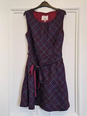 NESS Audley Tartan Dress Pinafore 100% Wool Fully Lined Size 14 • £23