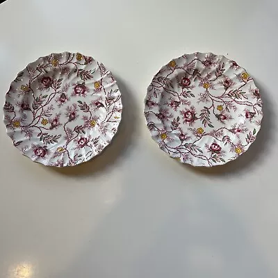 Pair Of Copeland SpodeEngland Rosebud Chintz 6  Bread / Cake Plates Small Chip • $15