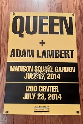 Queen + Adam Lambert Rare Industry Promoter Concert Poster 2014 Msg Nyc 24x36 • $49.99