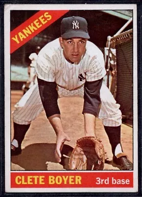 1966 Topps Baseball Card #9 Clete Boyer New York Yankees VG-EX+ *bb • $3.50