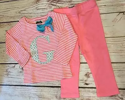 Mud Pie Initial Baby Girl G Tunic & Legging Set With Hair Bow  0-6 Months • $10