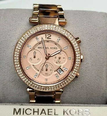$99 • Buy Michael Kors Chronograph Parker Rose Gold-tone Tortoise Acrylic Watch MK5538