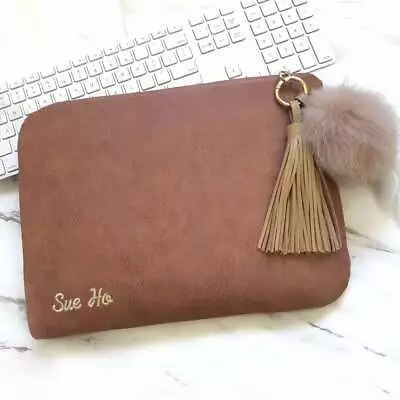 Personalised 13 Inch Vegan Leather Case MacBook Air 13 Sleeve 15 Laptop Cover • $94