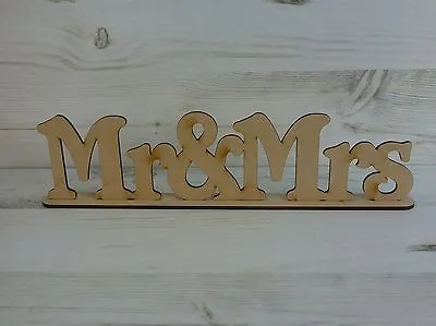 Word Plaque Wedding MR & MRS Free Standing Sayings Sign Wood Art MDF Wooden • £2.99