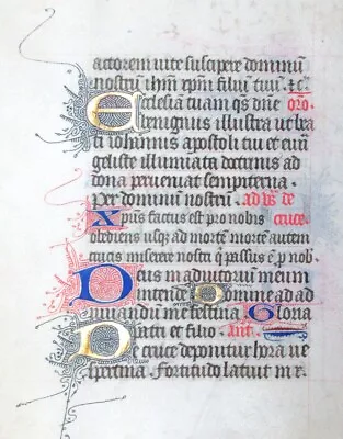 C 1425-50 MEDIEVAL BOOK OF HOURS  - ILLUMINATED MANUSCRIPT FRANCE • $295