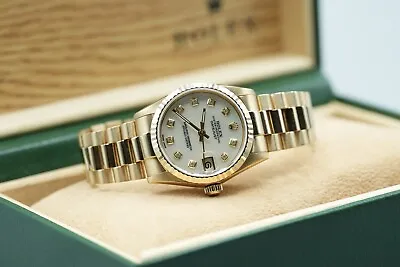 Rolex Datejust 31mm 18ct Yellow Gold 68278 Custom White ‘MOP’ Diamond Dial • £12495