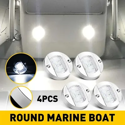 4X Round Marine Boat LED Courtesy Lights Deck Cabin Stern Navigation Light White • $12.99